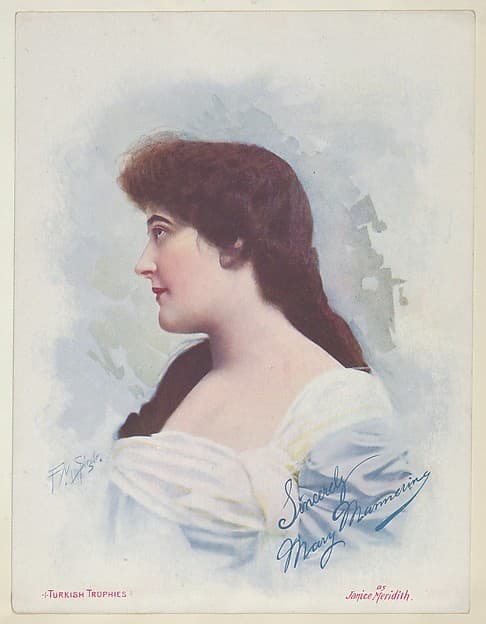 Mary Mamering as Janice Meridith, from the Actresses series (T1), distributed by the American Tobacco Co. to promote Turkish Trophies Cigarettes