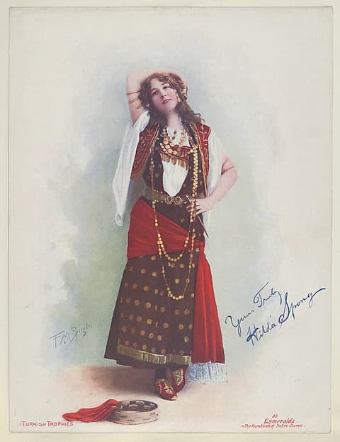 Hilda Spong as Esmerelda in The Hunchback of Notre Dame, from the Actresses series (T1), distributed by the American Tobacco Co. to promote Turkish Trophies Cigarettes