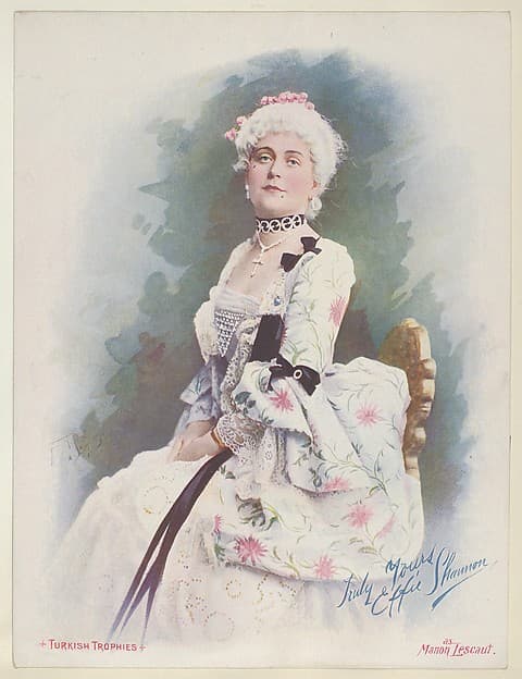 Effie Shannon as Manon Lescaut, from the Actresses series (T1), distributed by the American Tobacco Co. to promote Turkish Trophies Cigarettes