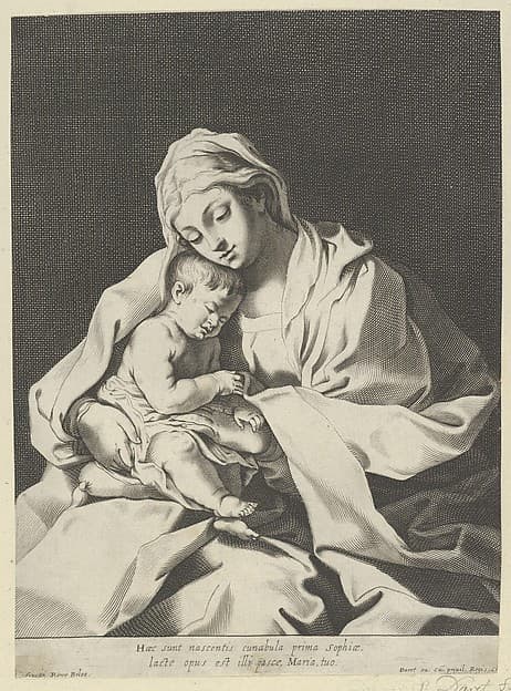 The Virgin holding the infant Christ on her lap, after Reni