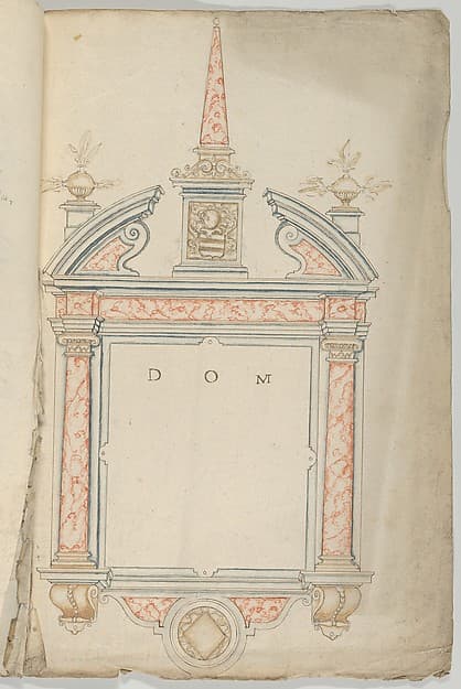 Design for an Epitaph in Red Marble, surmounted by an Obelisk