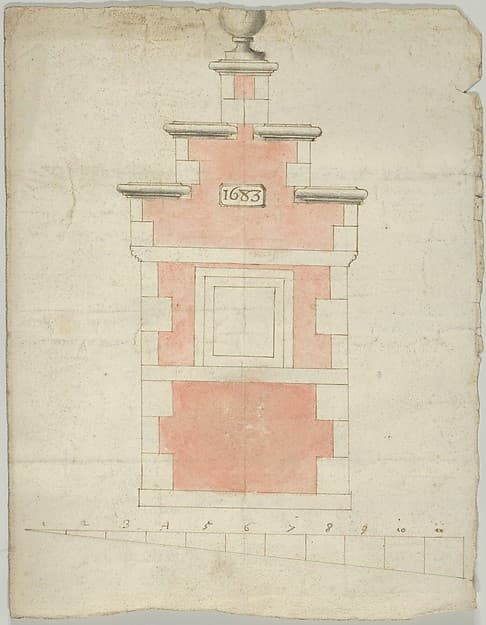 Design for a Small Tower or Stepped Gable, dated 1683
