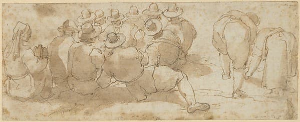 Group of Laborers in a Field (recto); Angel Appearing to a Kneeling Saint (verso)