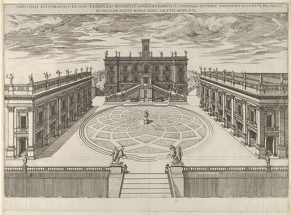 View of the Campidoglio as re-designed by Michelangelo from the 'Speculum Romanae Magnificentiae'