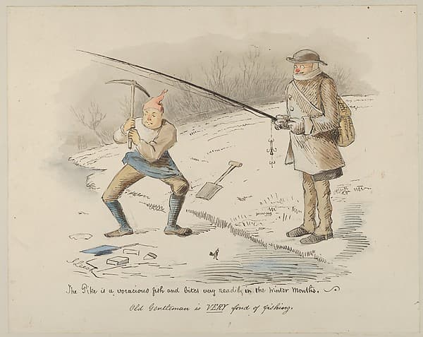 The Pike is a voracious fish and bites readily in the Winter months–Old Gentleman is VERY fond of fishing