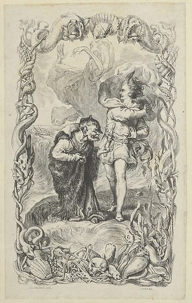Illustration to the Tempest: Caliban, Ferdinand and Ariel