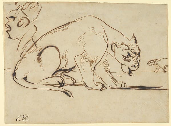 A Lioness and a Caricature of Ingres