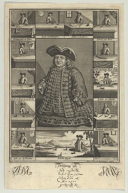 Portrait of Matthias Buchinger Surrounded by Thirteen Vignettes