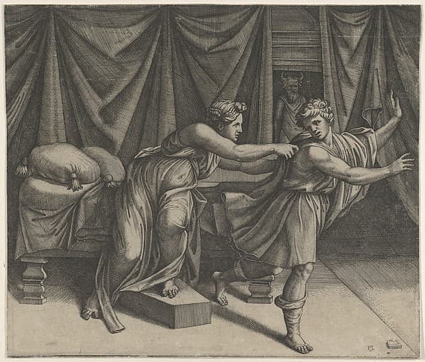 Joseph fleeing from Potiphar's wife