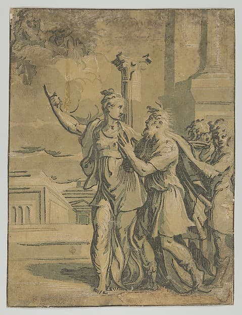 The Tirburtine Sibyl telling the Emperor Augustus of the coming in Christ, after Parmigianino