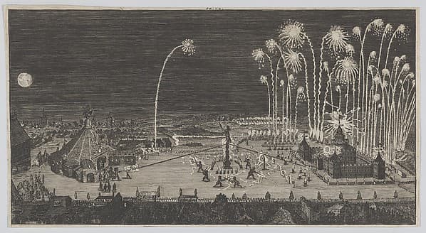 Fireworks display celebrating the end of the Thirty Years War, Nuremberg