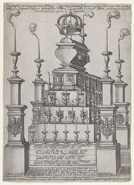 Catafalque of Philip II, King of Spain, in Antwerp Cathedral, December 8, 1598