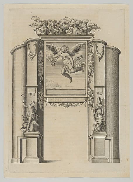 Triumphal arch, from 'Éloges et discours sur la triomphante réception du Roy en sa ville de Paris ...' by Jean-Baptiste de Machault