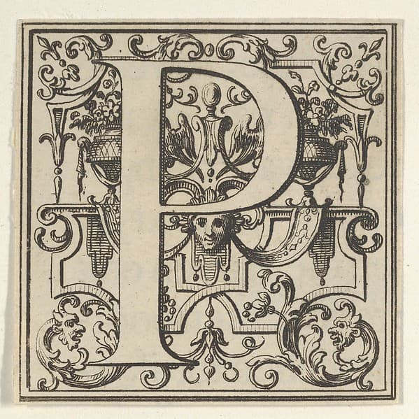 Roman Alphabet letter P with Louis XIV decoration