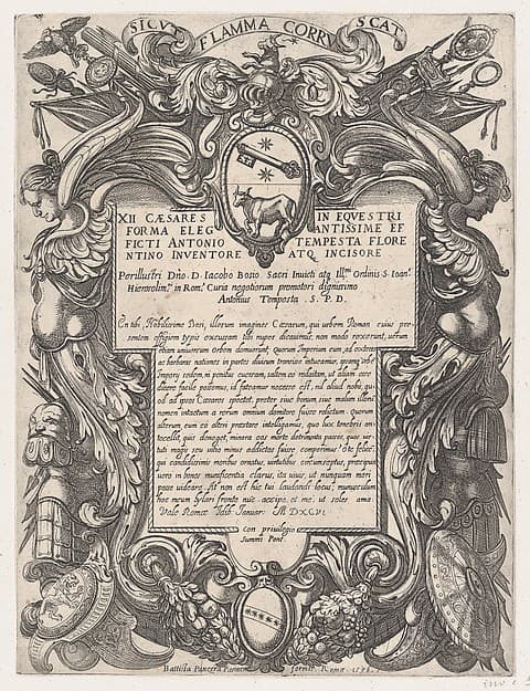 Frontispiece to the series 'The First Twelve Roman Caesars' with the Coat of Arms of Jacopo Bosio