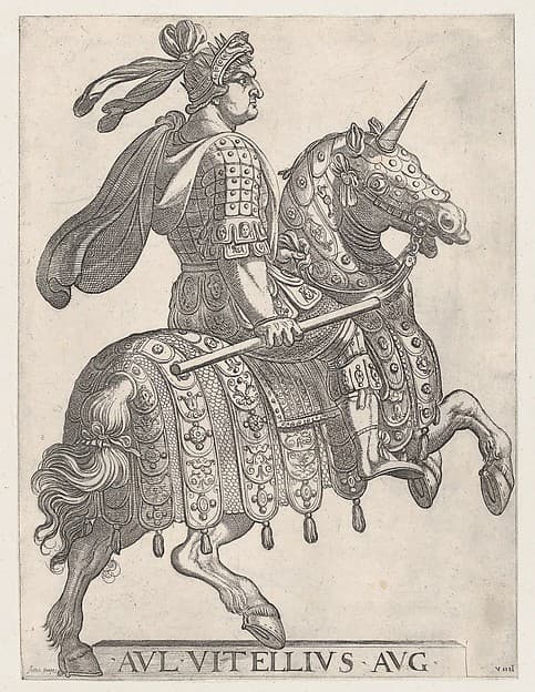 Plate 9: Emperor Vitellus on Horseback, from 'The First Twelve Roman Caesars'