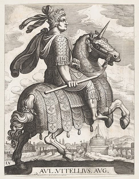 Plate 9: Emperor Vitellus on Horseback, from 'The First Twelve Roman Caesars' after Tempesta