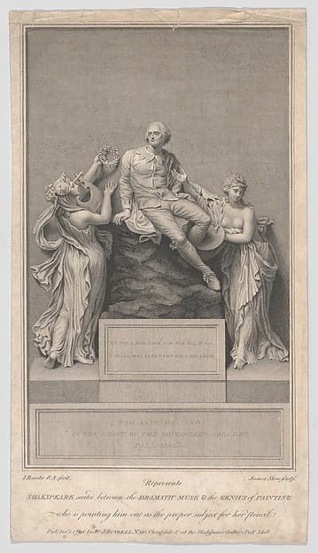 Shakespeare Seated Between the Dramatic Muse and the Genius of Painting, Who is Pointing Him Out as the Proper Subject for Her Pencil