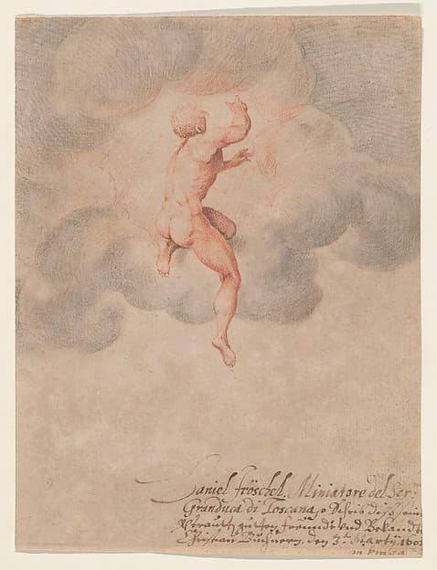 A Nude Male Seen from the Back in Clouds (after Michelangelo Buonarroti)