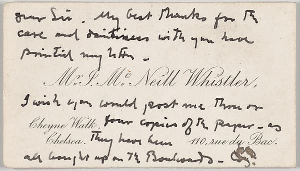 James McNeill Whistler, calling card