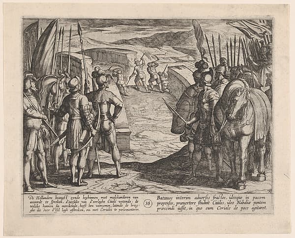 Plate 35: The Batavians Become Afraid and Begin Peace Talks, from The War of the Romans Against the Batavians