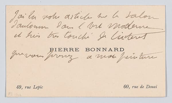 Pierre Bonnard, calling card
