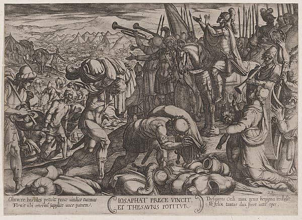 Plate 22: Josaphat Thanking God for His Victory, from 'The Battles of the Old Testament'