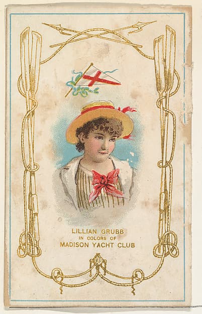 Lillian Grubb in the Colors of the Madison Yacht Club, from the Yacht Colors of the World series (N140) issued by Duke Sons & Co. to promote Honest Long Cut Tobacco