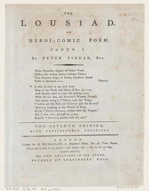 The Lousiad, Title Page