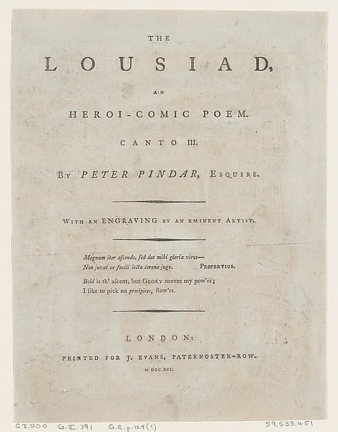 The Lousiad by Peter Pindar, Frontispiece