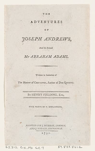 Title Page: "The Adventures of Joseph Andrews, and His Friend Mr. Abraham Adams"