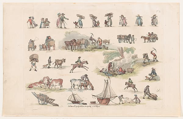 Plate 2, Outlines of Figures, Landscapes and Cattle...for the Use of Learners