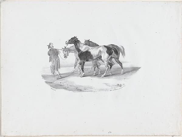 Three Horses Led by a Groom to be Skinned