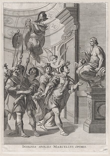 Plate 30: Marcellus dedicating the spoils of war to Jupiter; from Guillielmus Becanus's 'Serenissimi Principis Ferdinandi, Hispaniarum Infantis...'