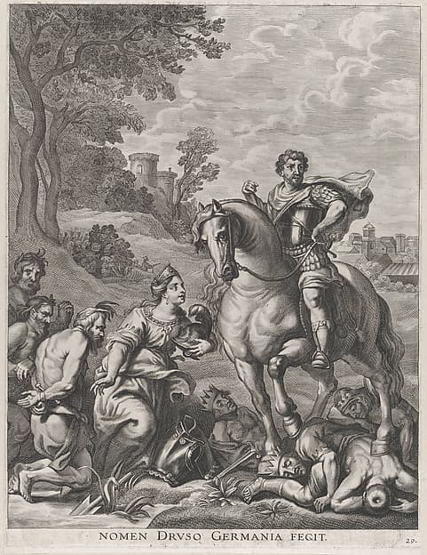 Plate 29: Germany conquered by Drusus; from Guillielmus Becanus's 'Serenissimi Principis Ferdinandi, Hispaniarum Infantis...'