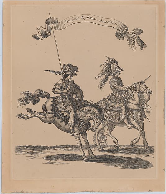 Armiger, Ephebus, Americani, from 'Courses de Testes et de Bagues Faittes par Roy et par les Princes et Signeurs de sa Cour, en l'annee 1662' (Grand Carrousel)