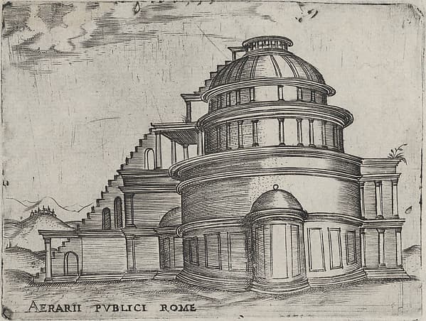 Aerarii Publici Rome, from a Series of 24 Depicting (Reconstructed) Buildings from Roman Antiquity