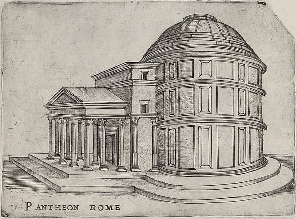 Pantheon Rome, from a Series of 24 Depicting (Reconstructed) Buildings from Roman Antiquity