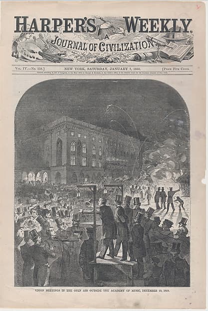 Union Meetings in the Open Air Outside the Academy of Music, December 19, 1859 (from "Harper's Weekly," Vol. III)