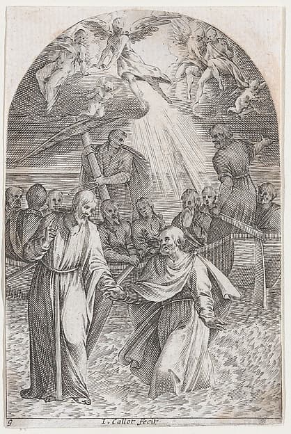 Christ Walking on Water, Holding the Hand of St. Peter (Second Composition), plate 9 from "Les Tableaux de Rome, Les Eglises Jubilaires" (The Paintings of Rome, The Churches Jubilee)