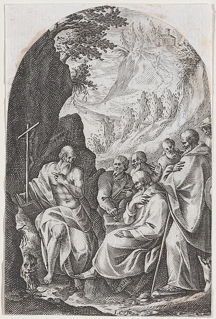 St. Jerome Instructing his Disciples in the Desert, plate 11 from "Les Tableaux de Rome, Les Eglises Jubilaires" (The Paintings of Rome, The Churches Jubilee)