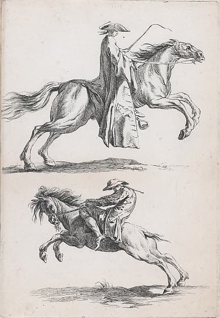 Study of Young Horsemen, pl. XV from "Recueil de caricatures"
