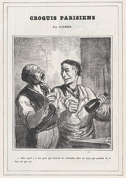 Just imagine that there are people drinking absinthe..., from 'Parisian sketches,' published in Le Petit Journal pour Rire, January 30, 1864