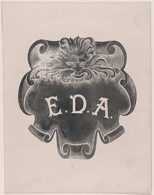 Counterproof of an impression from a name plate for Edward D. Adams
