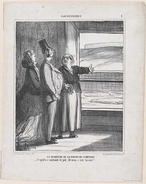 The search for a house in the country: What is especially beautiful, sir, is the view!, from 'Parisian habits,' published in Le Charivari, April 25, 1866