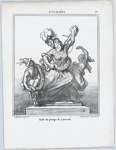 Imitation of the Laocoön-group, from 'News of the day,' published in Le Charivari, April 6, 1868