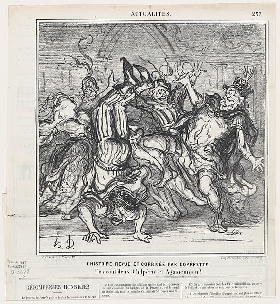 History revised and corrected by the operetta: Go ahead Chilperic and Agamemnon!, from 'News of the day,' published in Le Charivari, December 11, 1868