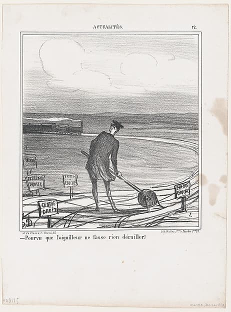 Provided that the switchman lets nothing derail, from 'News of the day,' published in "Le Charivari"