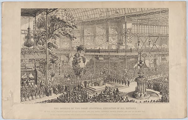 The Opening of the Great Industrial Exhibition of All Nations, by Her Most Gracious Majesty Queen Victoria and His Royal Highness Prince Albert, on the 1st of May, 1851: The View is Taken from the South West Gallery, at the time when the Archbishop is offering up a Prayer for the Divine blessing upon the objects in the Exhibition
