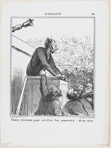 A good occasion to test the power of his voice, from 'News of the day,' published in "Le Charivari"